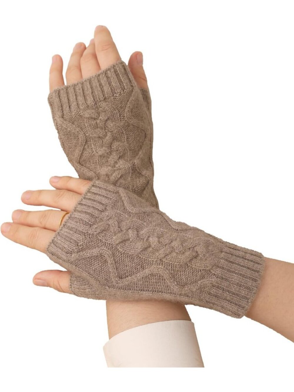 Cozy 100% Cashmere Fingerless Gloves for Women - Soft Knitted Mittens with Gift